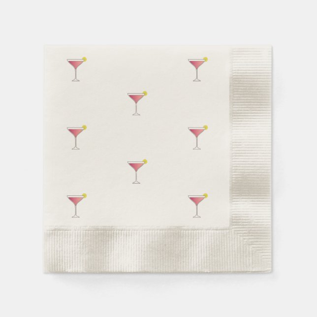 Pink cocktail with a slice of lemon napkin (Front)