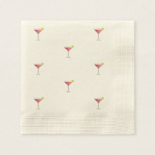 Pink cocktail with a slice of lemon napkin