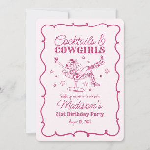 Pink Cocktails and Cowgirls Nash Bash Birthday Invitation