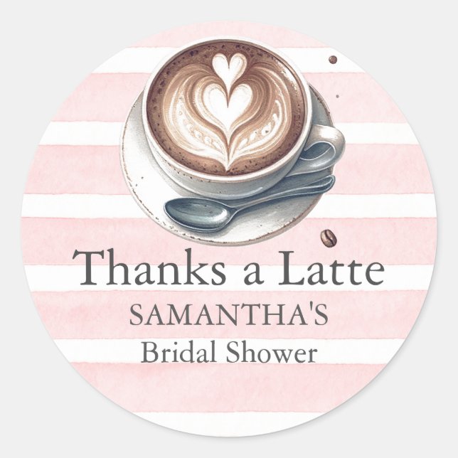 Pink Coffee Bridal Shower Theme Stickers (Front)