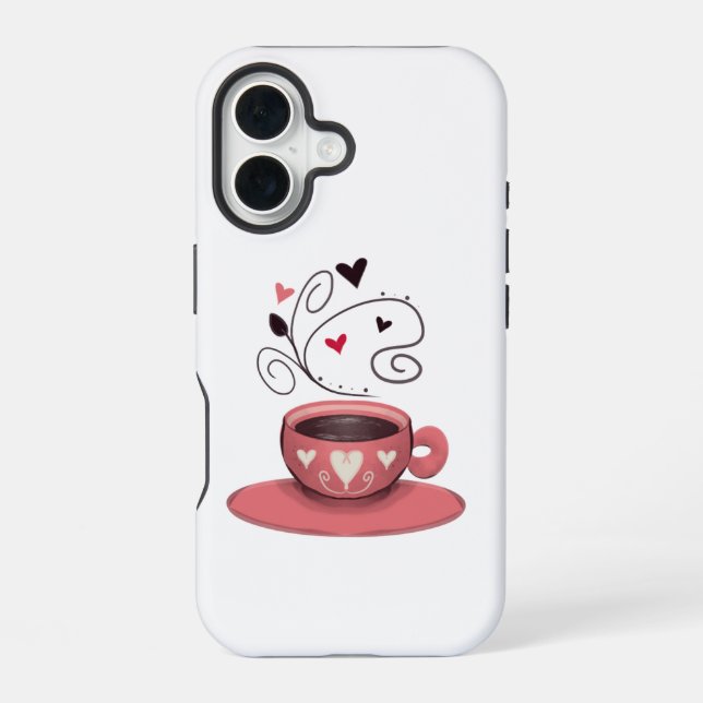 Pink Coffee Cup iPhone 16 Case (Back)