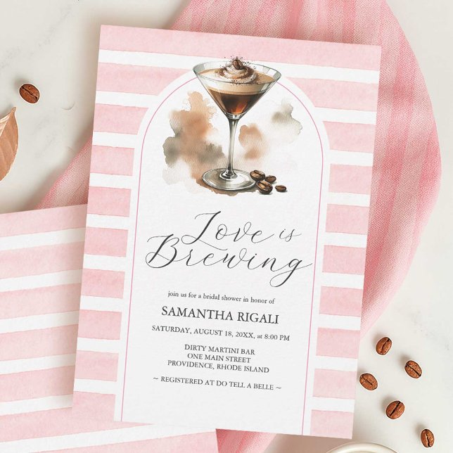 Pink Coffee Martini Bridal Shower Invitations (pink coffee bridal shower theme espresso martini small business do tell a belle)