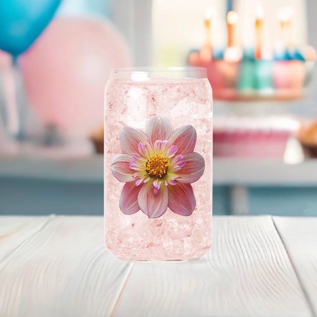 Pink Collarette Dahlia Bloom Floral Can Glass (Insitu (Baby Shower))