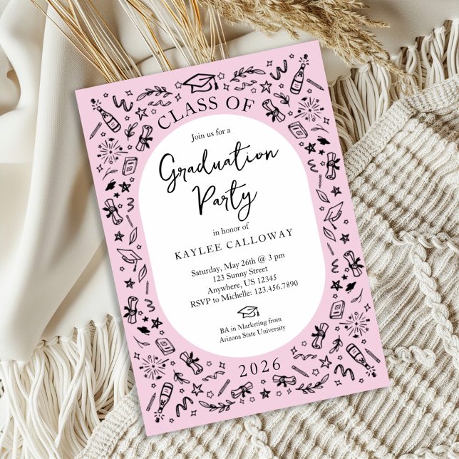 Pink College Graduation Invitation (Créateur téléchargé)