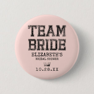 Pink Collegiate Team Bridal Shower Party 2 Inch Round Button