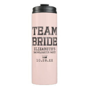Pink Collegiate Team Bride Bachelorette Party Thermal Tumbler