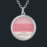 Pink Colorblock  bridesmaid  Silver Plated Necklace<br><div class="desc">Pink Colorblock bridesmaid necklace</div>