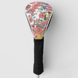Pink colorful Floral botanical Flowers      Golf Head Cover