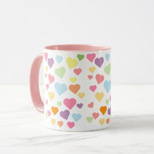 Pink Colorful Hearts Pattern Stylish Cute Mug