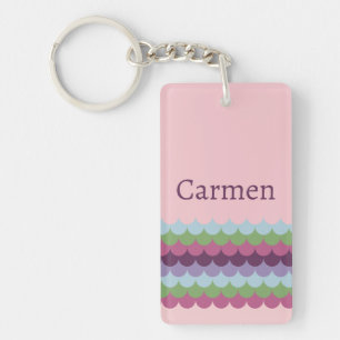 Pink Colorful Waves Keychain