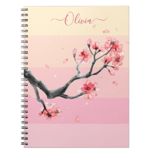 Pink colour block with cherry blossom notebook