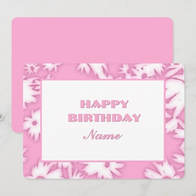 Pink Colour Me Daisies Birthday Card (Front/Back)