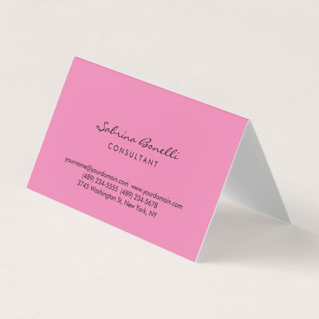 Pink Colour Minimalist Modern Professional  Business Card (Front)