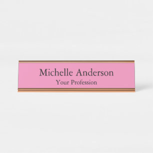 Pink Colour Professional Modern Plain Desk Name Plate