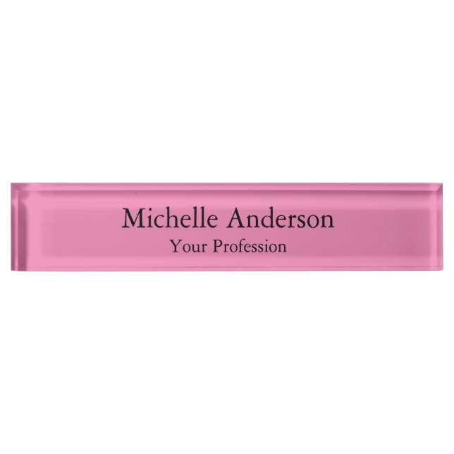 Pink Colour Professional Modern Plain Nameplate (Front)
