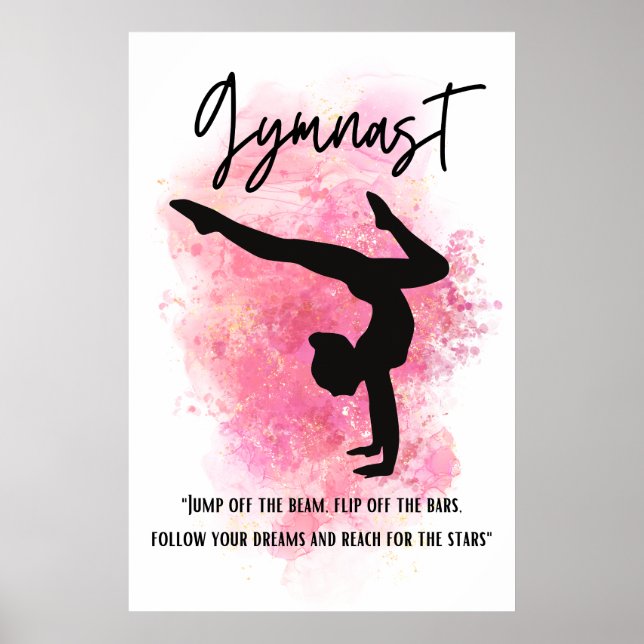 Pink Colour Splash Gymnast Poster (Front)