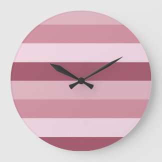 Pink Colour Tones Stripes Design Large Clock
