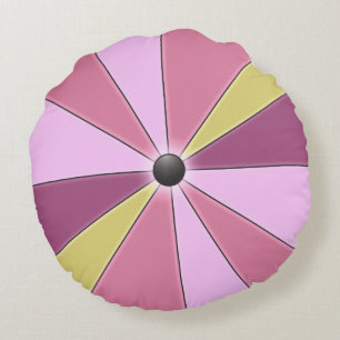 Pink Colour Wheel Girly Round Pillow
