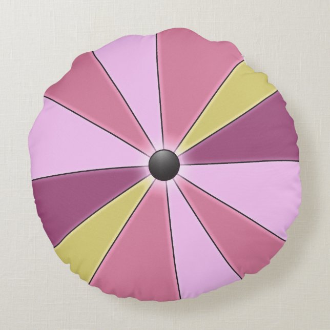 Pink Colour Wheel Girly Round Pillow (Back)