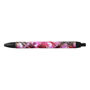 Pink colourful  black ink pen