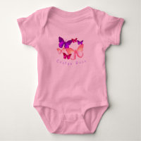 Pink Colourful Butterflies Baby Bodysuit