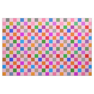 Pink Colourful Chequered Pattern  Fabric