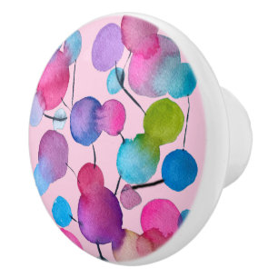 Pink colourful fun abstract art design ceramic knob
