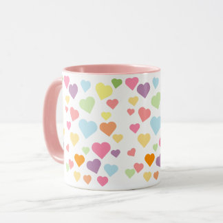 Pink Colourful Hearts Pattern Stylish Cute Mug