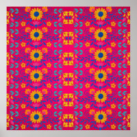Pink colourful Mexican Folk Art floral Pattern