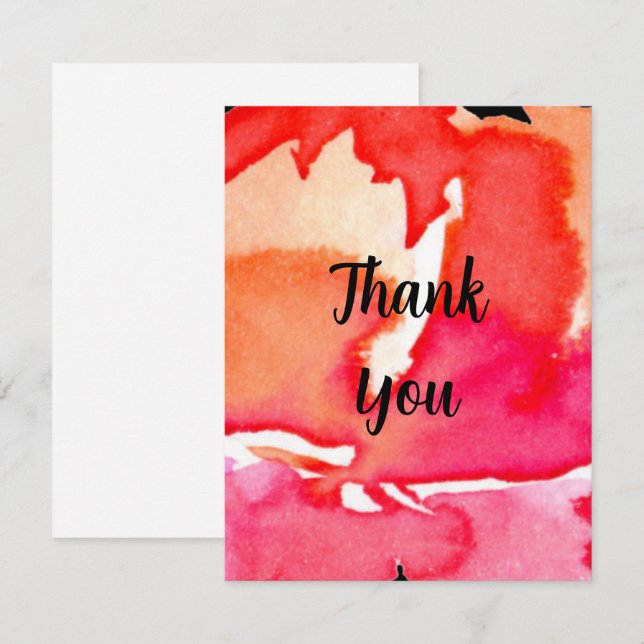 Pink Colourful Personalized Script Thank You Card (Front/Back)