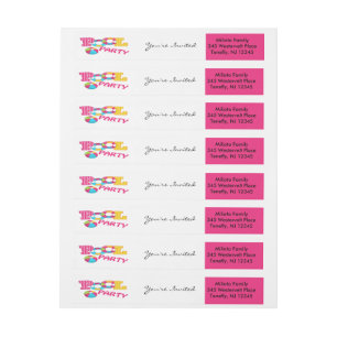 Pink Colourful Pool Party Wraparound Address Label