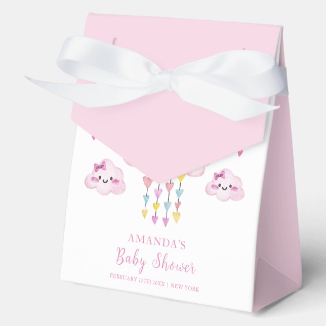 Pink Colourful Raindrop Sweetheart Baby Shower  Favor Box (Front)