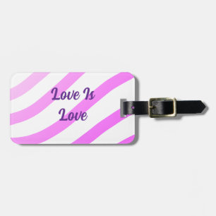 Pink colourful stripes pastel love is love pride luggage tag
