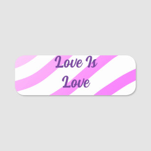 Pink colourful stripes pastel love is love pride name tag