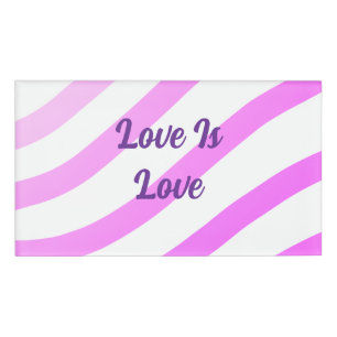 Pink colourful stripes pastel love is love pride name tag