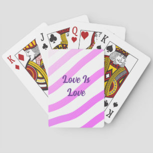 Pink colourful stripes pastel love is love pride playing cards