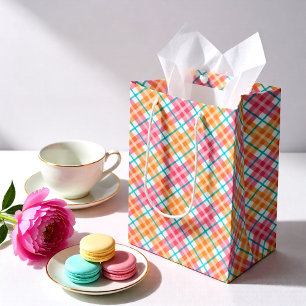 Pink colourful Tartar summer  Medium Gift Bag