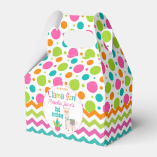Pink Colourful ZigZag Llama Birthday Party Favor Box