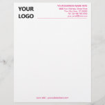 Pink Colours Letterhead Your Logo Photo Colours Fo<br><div class="desc">Custom Colours - Simple Personalized Your Modern Business Office Letterhead with Logo - Choose / add your favourite elements and text colours / font and size ! Resize and move or remove and add elements - Image / text with customization tool ! Add Your Logo - Image - Photo /...</div>