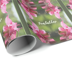 Pink Columbine Flower Close Up Personalized Wrapping Paper