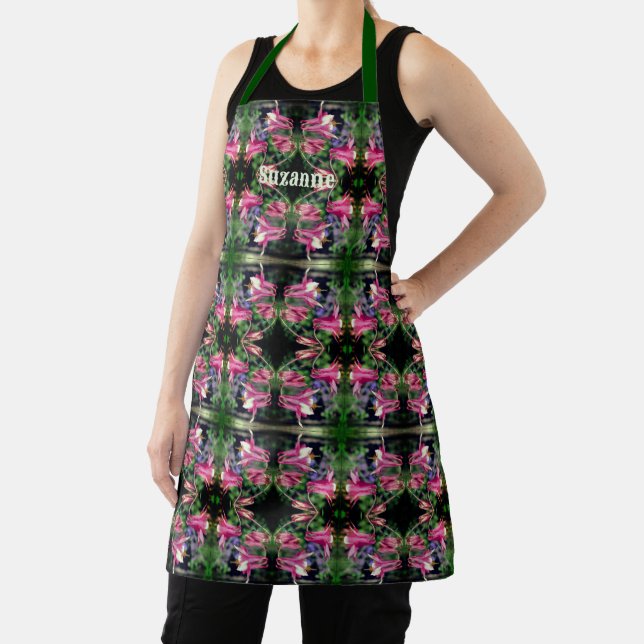 Pink Columbine Flowers Abstract Personalized  Apron (Insitu)