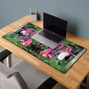 Pink Columbine Flowers Close Up Personalized Desk Mat