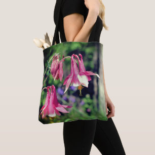 Pink Columbine Flowers Close Up  Tote Bag
