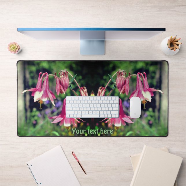 Pink Columbine Flowers Personalized Desk Mat (Office 1)