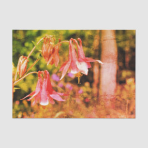 Pink Columbine Flowers Vintage Decoupage  Tissue Paper