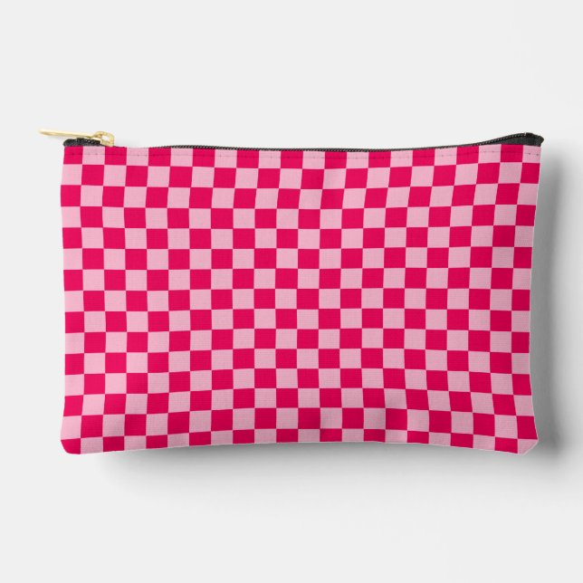 Pink Combination Classic Chequerboard by STaylor Accessory Pouch (Front)