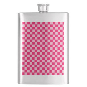 Pink Combination Classic Chequerboard by STaylor Hip Flask