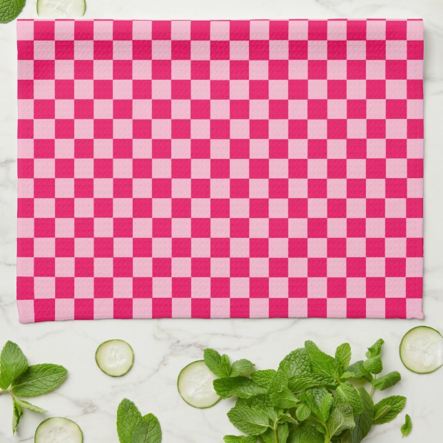 Pink Combination Classic Chequerboard by STaylor Kitchen Towel (Folded)