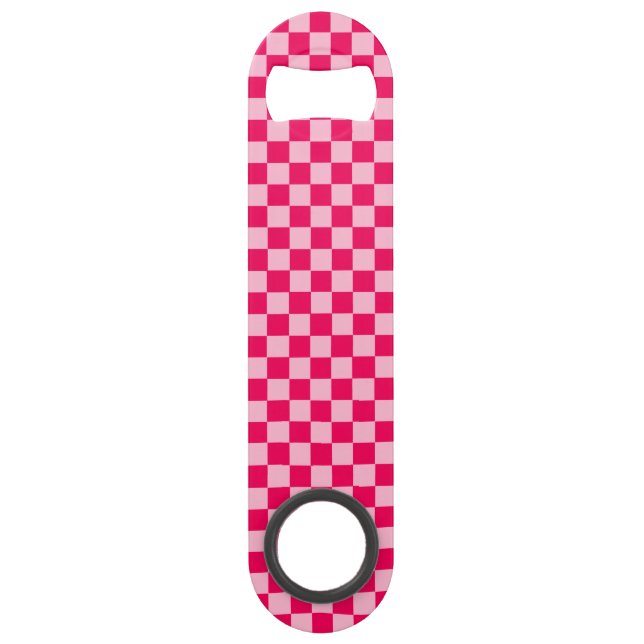 Pink Combination Classic Chequerboard by STaylor Speed Bottle Opener (Front)