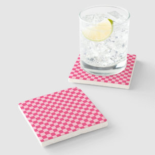 Pink Combination Classic Chequerboard by STaylor Stone Coaster